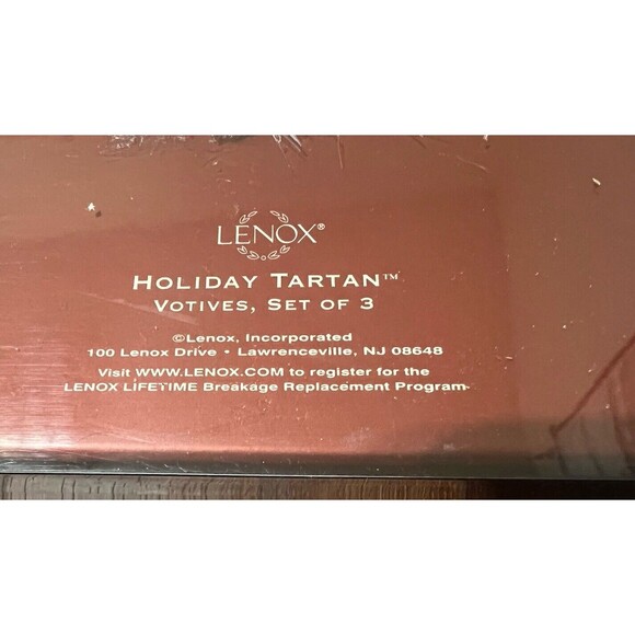 Lenox Holiday Tartan 3 Votive Candle Holders Different Vase Shapes New Open Box - Picture 10 of 10